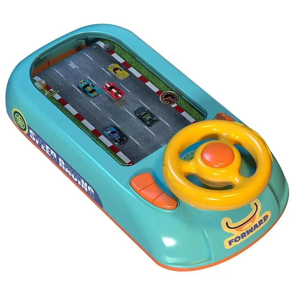 LittleCuddles™ Deluxe Kids Driving Simulation Toy – Blue/Green Steering Wheel with Lights & Sounds