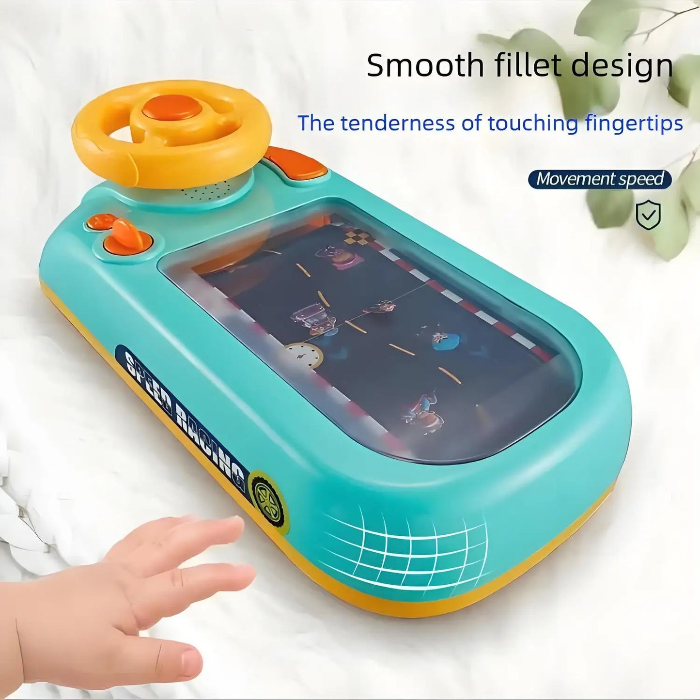 LittleCuddles™ Deluxe Kids Driving Simulation Toy – Blue/Green Steering Wheel with Lights & Sounds