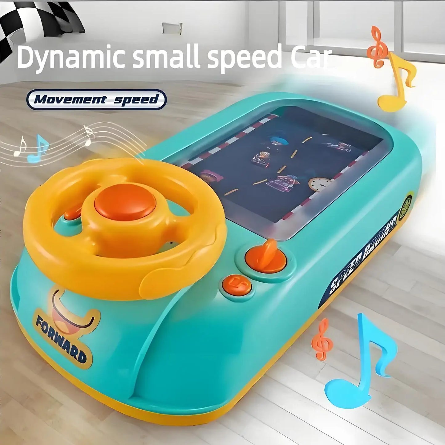LittleCuddles™ Deluxe Kids Driving Simulation Toy – Blue/Green Steering Wheel with Lights & Sounds