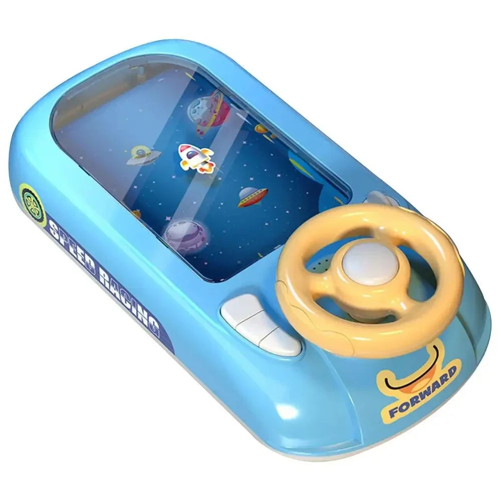 LittleCuddles™ Deluxe Kids Driving Simulation Toy – Blue/Green Steering Wheel with Lights & Sounds
